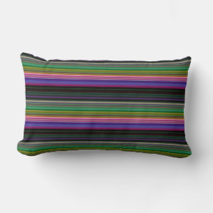 Cute retro colourful stripes lumbar cushion