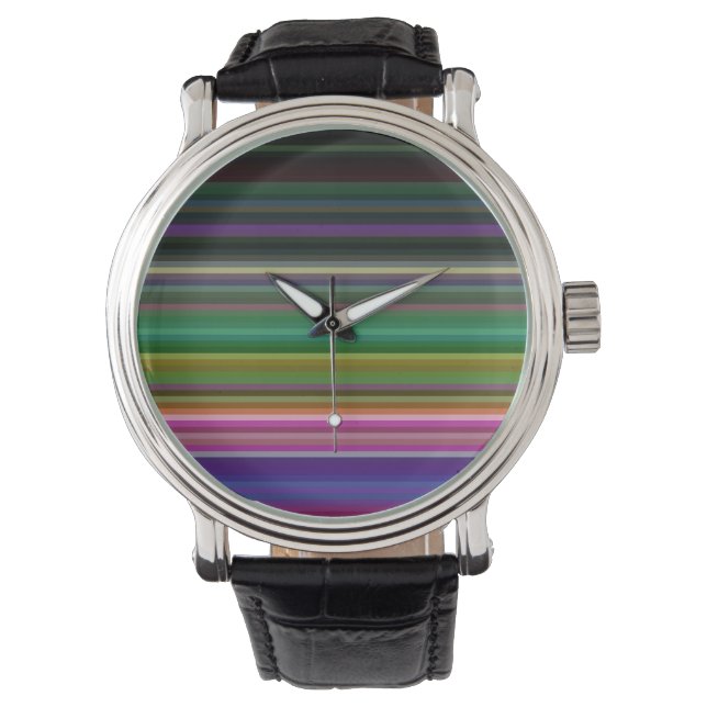 Cute retro colourful stripes watch (Front)