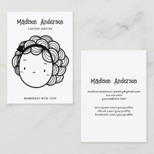 Cute Retro Curly Hair Lady Earring Display Business Card