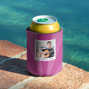 Cute Retro Custom 40th Birthday Personalised Photo Can Cooler