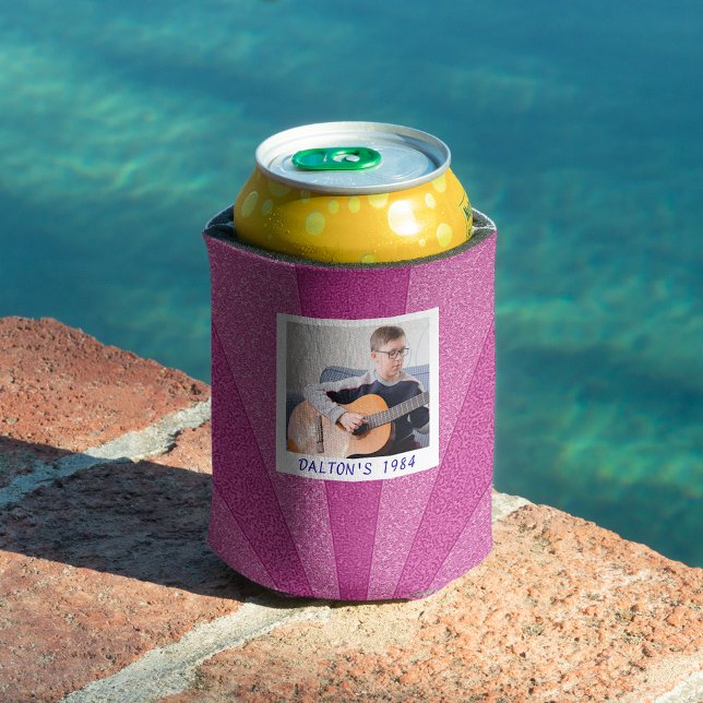 Cute Retro Custom 40th Birthday Personalised Photo Can Cooler (Creator Uploaded)
