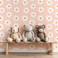 Cute Retro Daisies Editable Background Colour