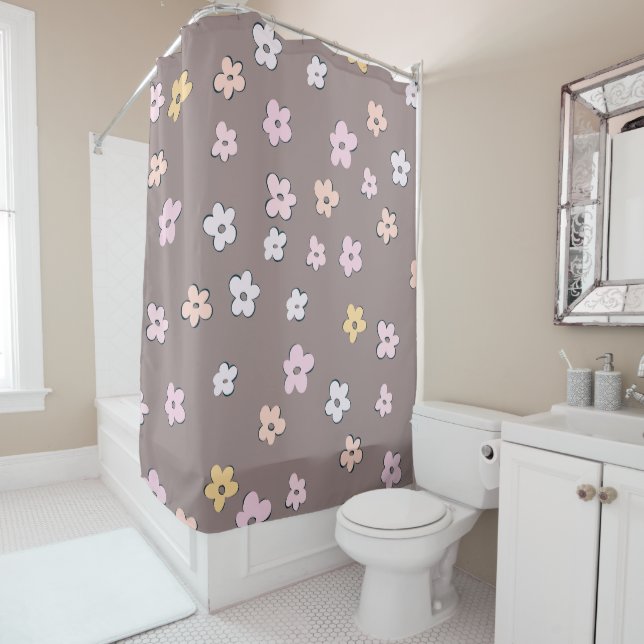 Cute Retro Daisies Pattern #5 #flowery #decor #art Shower Curtain (In Situ)
