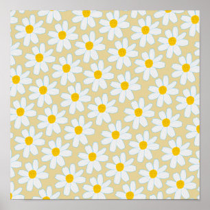 Cute Retro Daisy Pattern Art Print