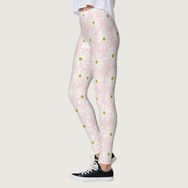 Cute Retro Daisy Pattern Leggings (Left)