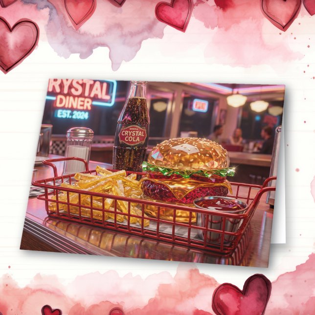 Cute Retro Diner Happy Valentine's Day  Card (Creator Uploaded)