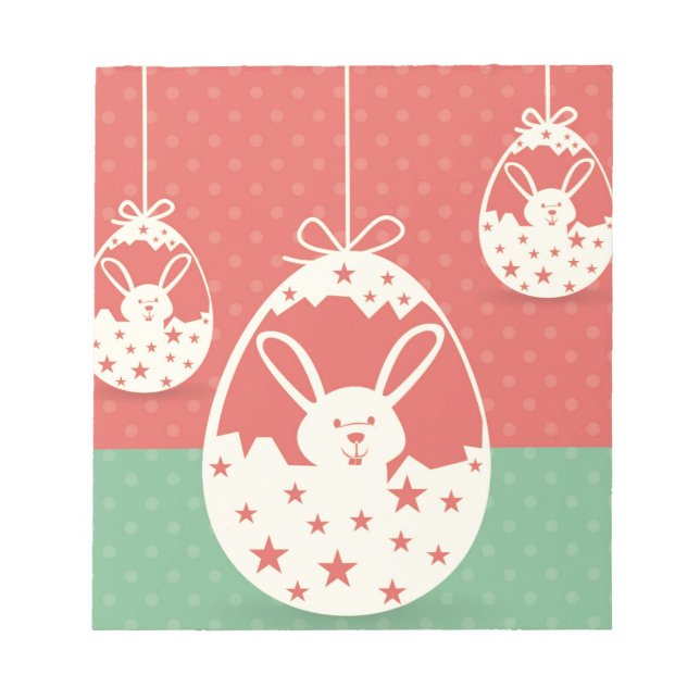 Cute retro Easter bunny and Easter egg Notepad (Front)