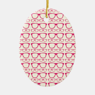 Cute Retro Eyeglass Hipster Ceramic Tree Decoration