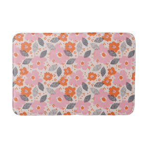 Cute Retro Floral Pattern Bath Mat