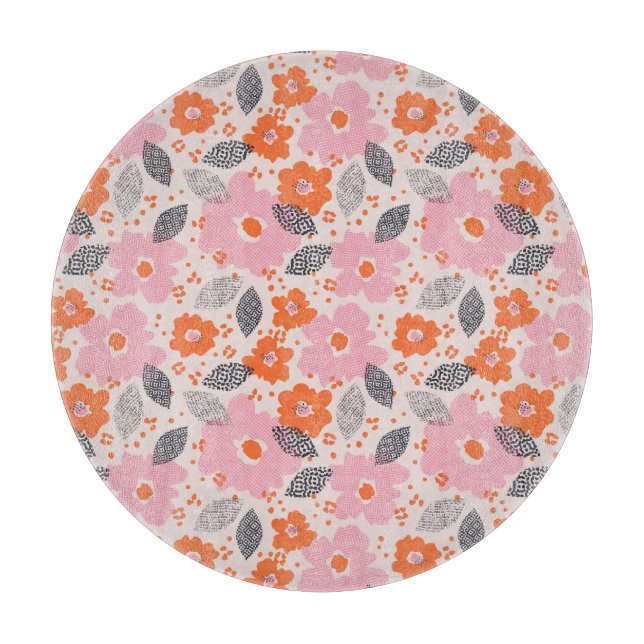 Cute Retro Floral Pattern Cutting Board (Front)