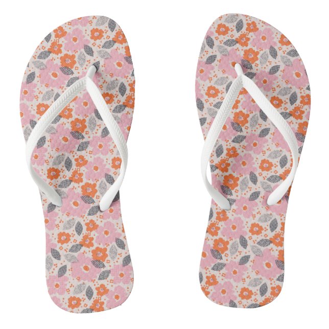 Cute Retro Floral Pattern Jandals (Footbed)