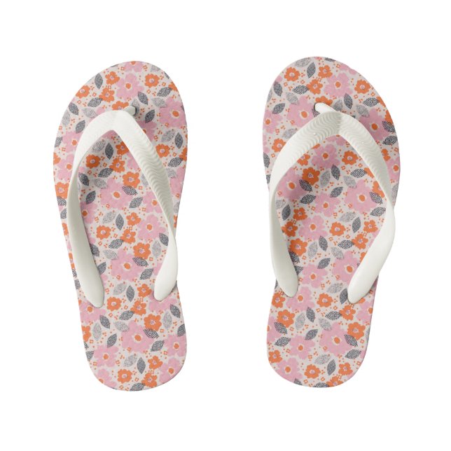 Cute Retro Floral Pattern Kid's Jandals (Footbed)