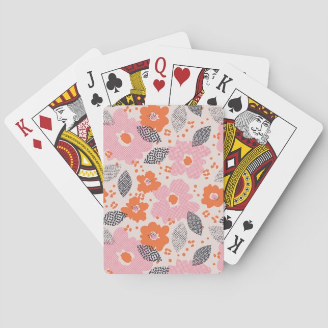 Cute Retro Floral Pattern Playing Cards (Back)