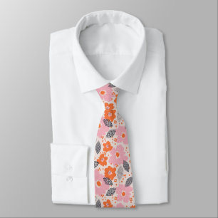 Cute Retro Floral Pattern Tie