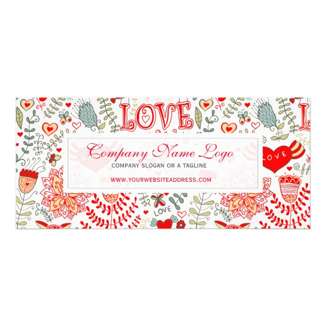 Cute Retro Floral Valentines Design Rack Card (Front)