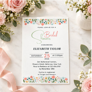 Cute Retro Flower Bridal Shower Invitation