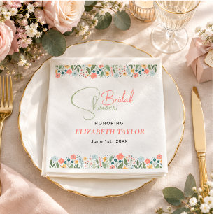 Cute Retro Flower Bridal Shower Napkin