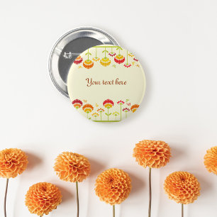 Cute retro flower garden with a name 6 cm round badge