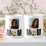 Cute Retro Flower & "Mum", Fun, Custom Photo Coffee Mug<br><div class="desc">Design features a cute, retro flower in the middle of the text "Mum" in a black distressed text, and a custom option to upload 2 of your favourite photos on the mug. Perfect present for a birthday or for treating yourself. Checkout our matching gifts. Contact me for further design customisations...</div>