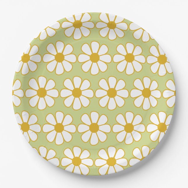 Cute Retro Flower Pattern Paper Plate (Front)