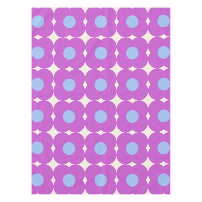 Cute Retro Flower Pattern Purple Mid Mod  Tablecloth (Front)