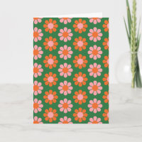 Cute Retro Flower Pink Green Blank All Occasion 