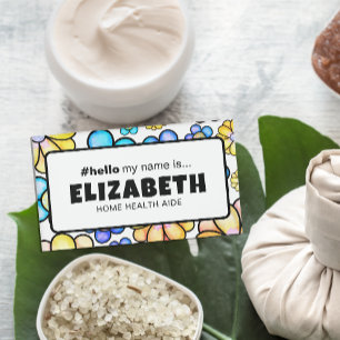 Cute Retro Flowers Hello My Name Is Nurse Magnetic Name Tag