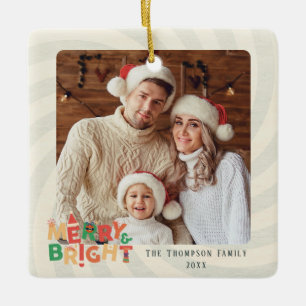 cute retro friends family holiday party ceramic ornament