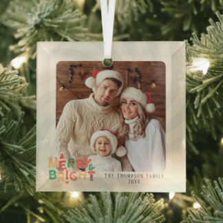 cute retro friends family holiday party glass tree decoration