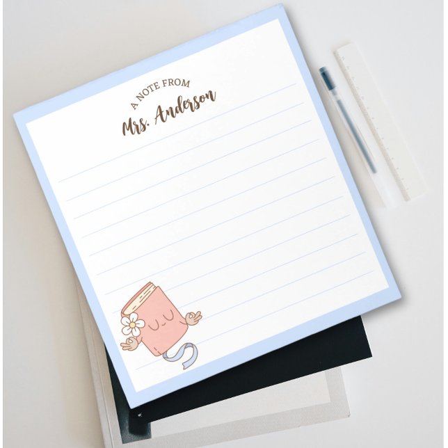 Cute Retro Funny Book Meditating Back To School Notepad (Creator Uploaded)