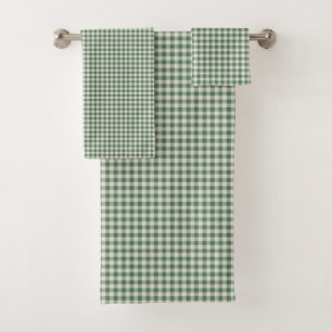 Cute Retro Gingham Plaid Pattern   Winter Green  Bath Towel Set