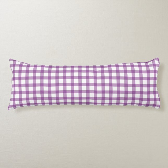 Cute Retro Gingham Plaid Purple Pattern Body Cushion (Front)