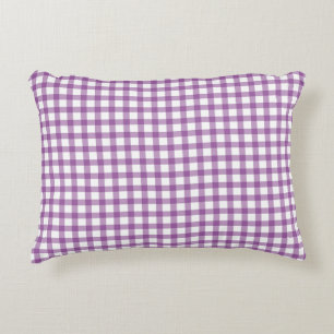 Cute Retro Gingham Plaid Purple Pattern Decorative Cushion