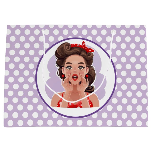 Cute Retro Girl Gift Bag (Front)