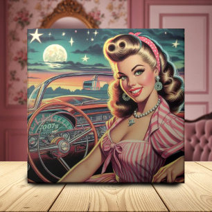 Cute Retro Girl Tile