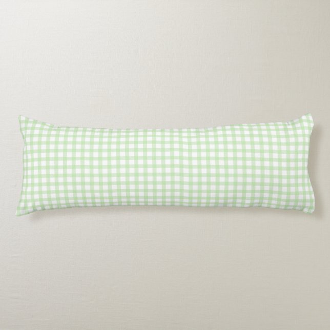 Cute Retro Green Gingham Plaid pattern Body Cushion (Front)