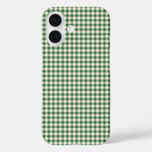 Cute Retro Green Gingham Plaid Pattern iPhone 16 Case
