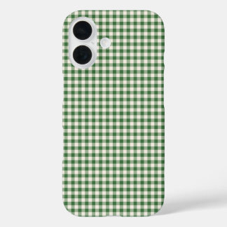 Cute Retro Green Gingham Plaid Pattern iPhone 16 Case