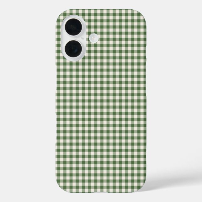 Cute Retro Green Gingham Plaid Pattern Case-Mate iPhone Case (Back)
