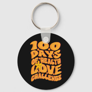 Cute Retro Groovy 100 Days Of Health Love Challeng Key Ring