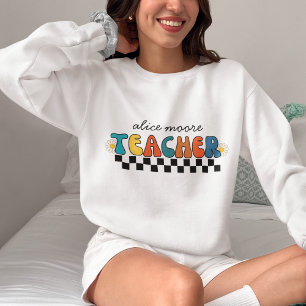 Cute Retro Groovy Colourful Teacher Sweatshirt