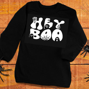 Cute Retro Groovy Halloween Hey Boo Ghost   Gray Sweatshirt