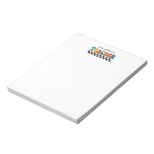 Cute Retro Groovy Teacher & Script Name  Notepad