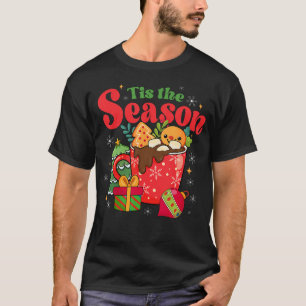 Cute Retro Groovy Tis The Season Hot Cocoa Gingerb T-Shirt