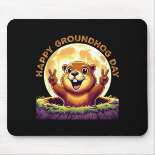 Cute Retro Groundhog Day 2025 Funny Animal Holiday Mouse Pad
