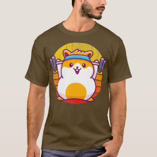 Cute Retro Gym Hamster Workout Distressed Sunset T-Shirt