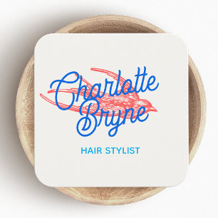 Cute Retro  Hair Stylist Swallow Square Business Card