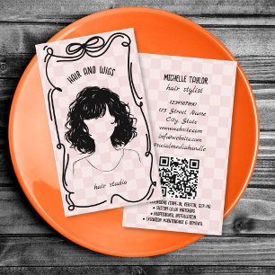 Cute Retro Hair Stylist Whimsical Doodle Bow  Business Card
