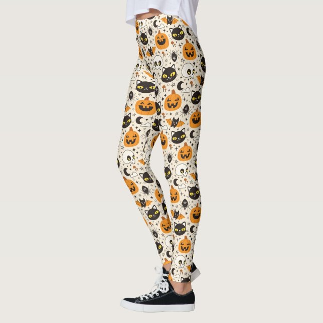 Cute Retro Halloween Pattern Leggings (Left)