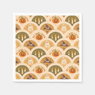 Cute Retro Halloween Pattern Napkins